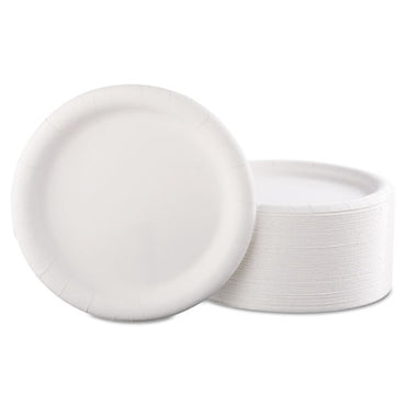 Premium Coated Paper Plates, 9" Dia, White (1200 Case) image 1