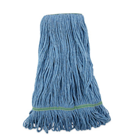 Super Loop Wet Mop Head, Cotton/Synthetic Fiber, 1" Headband, Medium Size, Blue