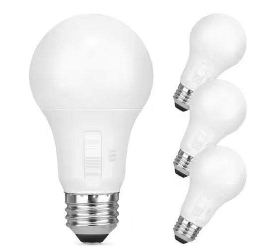 100-Watt Equivalent A style A19 Non Dimmable CEC LED Light Bulb W/Selectable Color Temperature (2700K/3000K/5000K)4-Pack