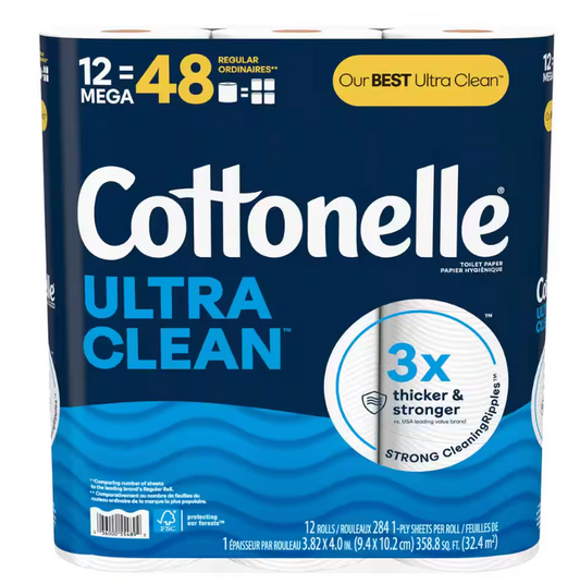 Toilet tissue, 2-ply, White, (12 Rolls)