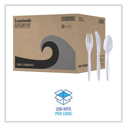 Three-piece Cutlery Kit, Fork-knife-teaspoon, Polypropylene, White, 250-carton image 3