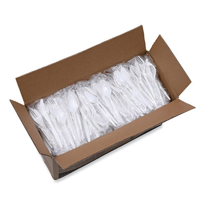 Three-piece Cutlery Kit, Fork-knife-teaspoon, Polypropylene, White, 250-carton image 6