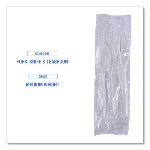 Three-piece Cutlery Kit, Fork-knife-teaspoon, Polypropylene, White, 250-carton image 5