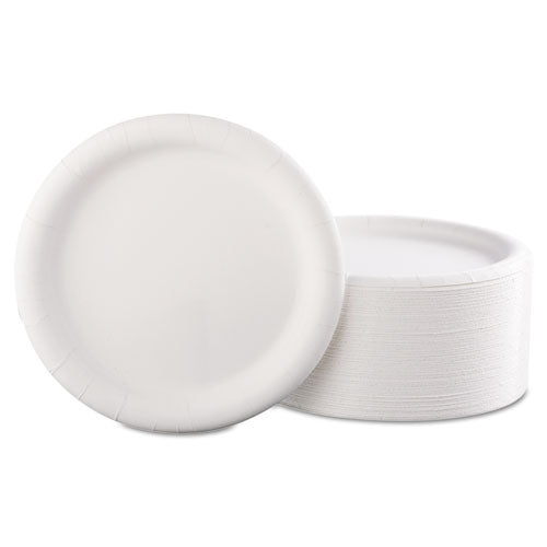 Premium Coated Paper Plates, 9" Dia, White (1200 Case) image 1