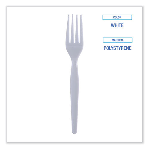 Heavyweight Polystyrene Cutlery, Fork, White, 1000-carton image 3