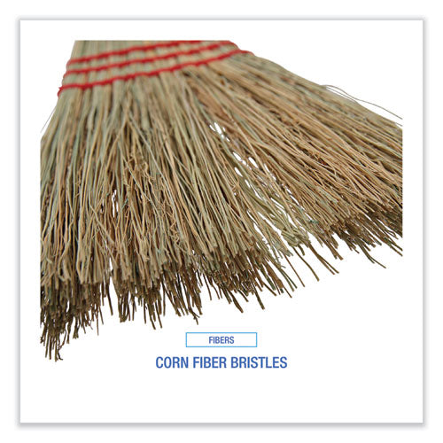 Corn Fiber Lobby-toy Broom, Corn Fiber Bristles, 39" Overall Length, Red image 3