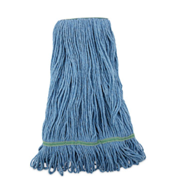 Super Loop Wet Mop Head, Cotton/Synthetic Fiber, 1" Headband, Medium Size, Blue