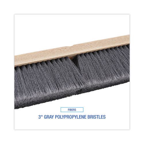 Floor Brush Head, 3" Gray Flagged Polypropylene Bristles, 24" Brush image 1