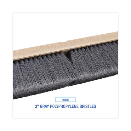 Floor Brush Head, 3" Gray Flagged Polypropylene Bristles, 24" Brush image 1